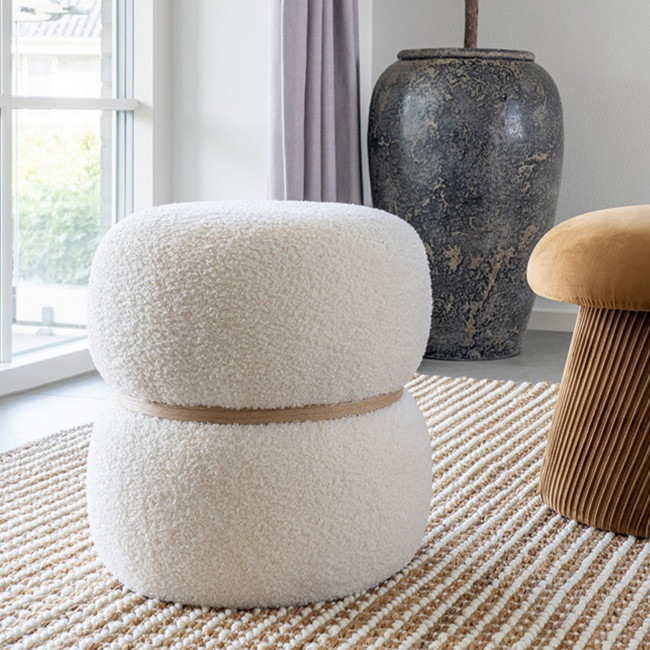 Milford - Pouf rond en tissu bouclette ø38cm