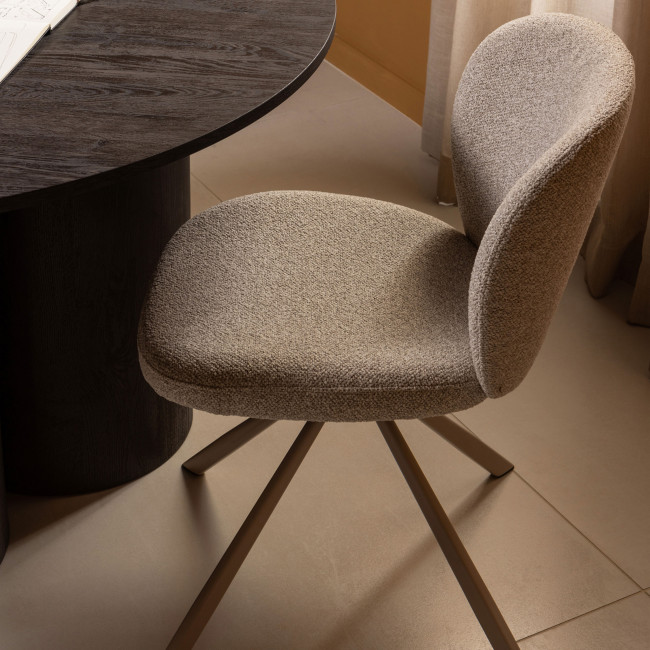 Femke - Lot de 2 chaises en tissu bouclette et métal