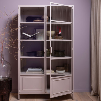 Ronja - Vaisselier 2 portes en verre et métal H189cm