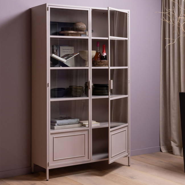 Ronja - Vaisselier 2 portes en verre et métal H189cm