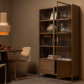 Ronja - Vaisselier 2 portes en verre et métal H189cm