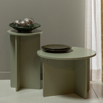 Ronny - Lot de 2 tables d'appoint rondes en bois