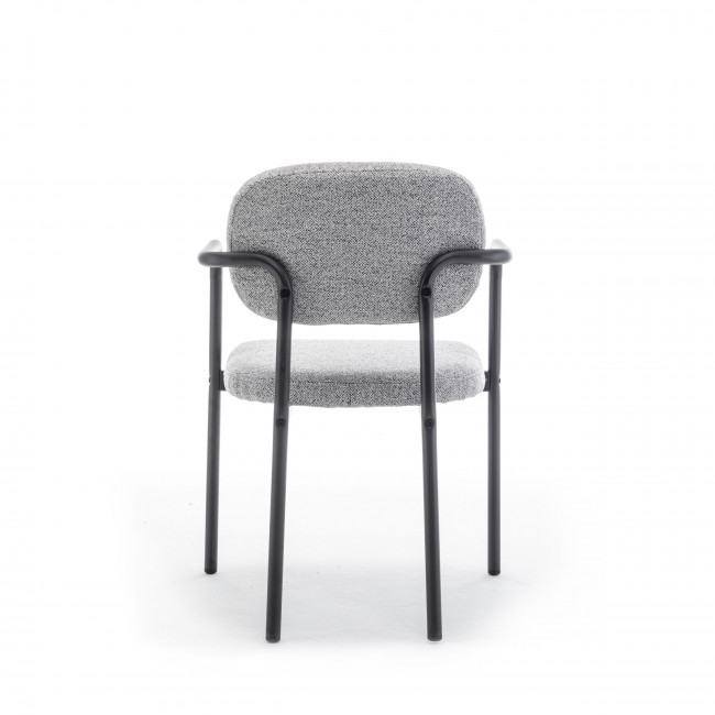 Stuart - Lot de 2 fauteuils de table en tissu bouclette et métal 