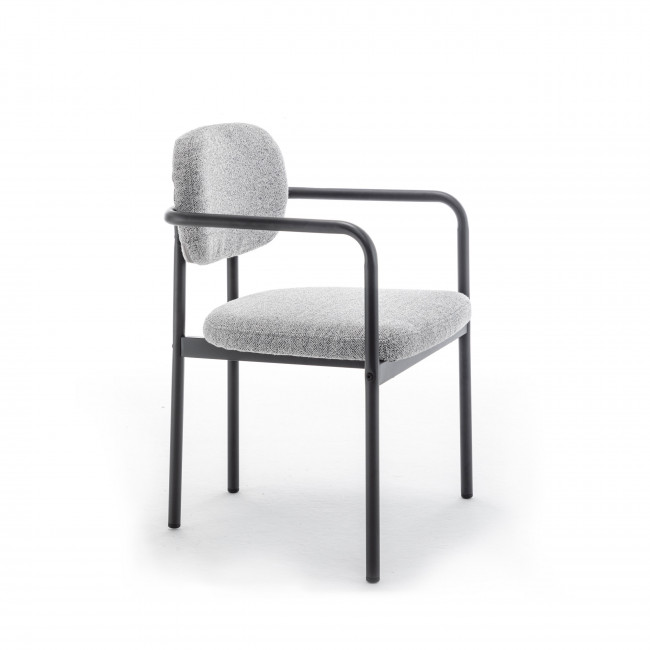 Stuart - Lot de 2 fauteuils de table en tissu bouclette et métal 