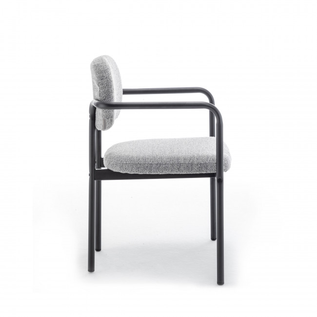 Stuart - Lot de 2 fauteuils de table en tissu bouclette et métal 