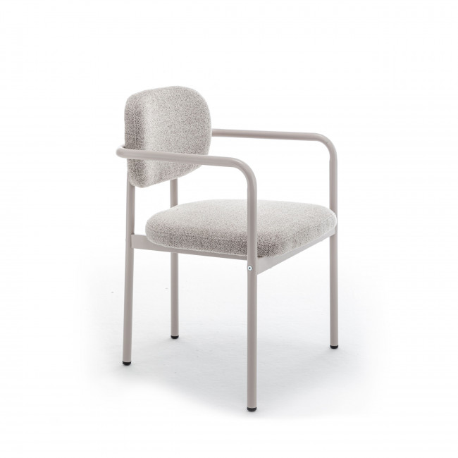 Stuart - Lot de 2 fauteuils de table en tissu bouclette pieds beiges