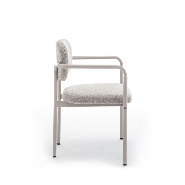 Stuart - Lot de 2 fauteuils de table en tissu bouclette pieds beiges