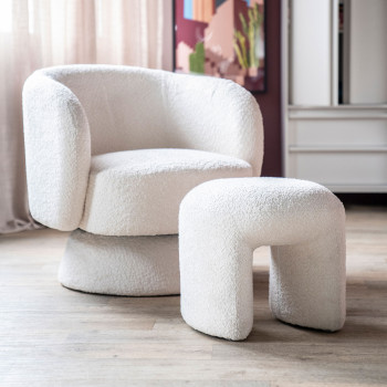 Sahi - Pouf en tissu bouclette