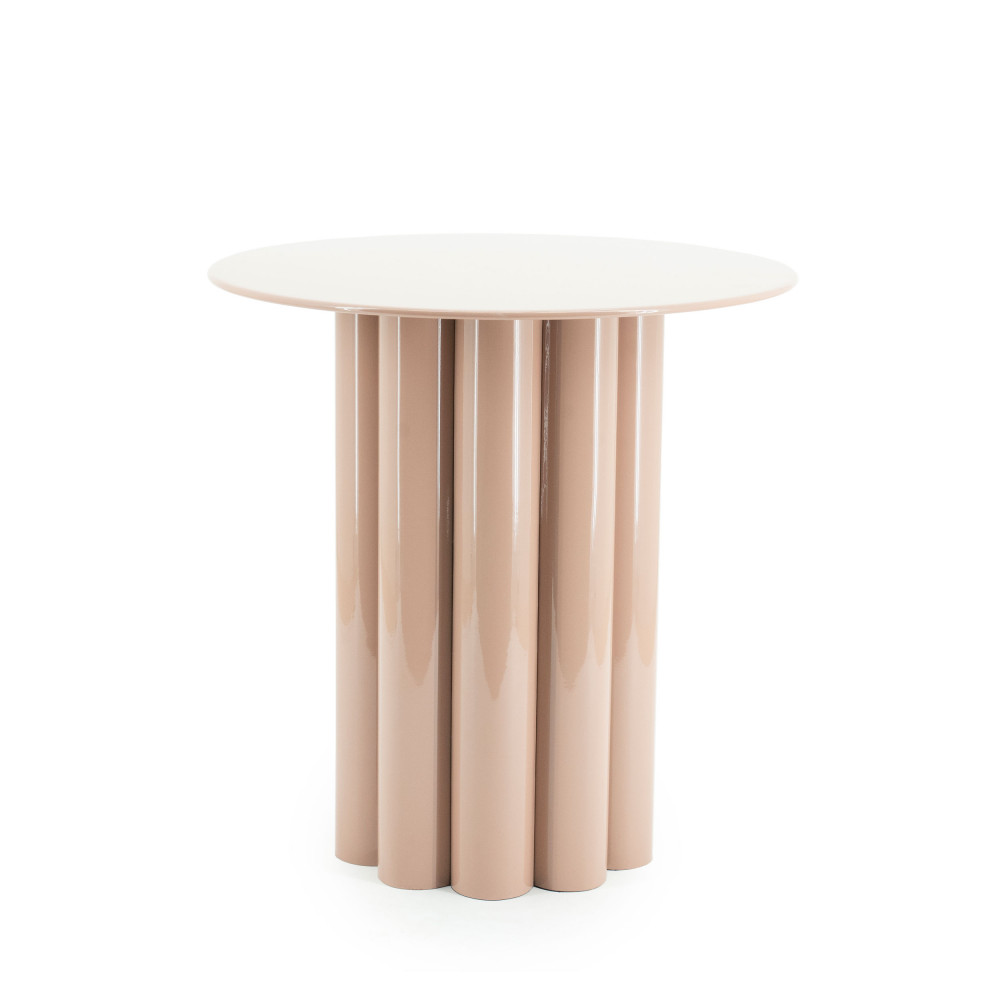 olympa - table d'appoint ronde en métal ø43cm - couleur - rose