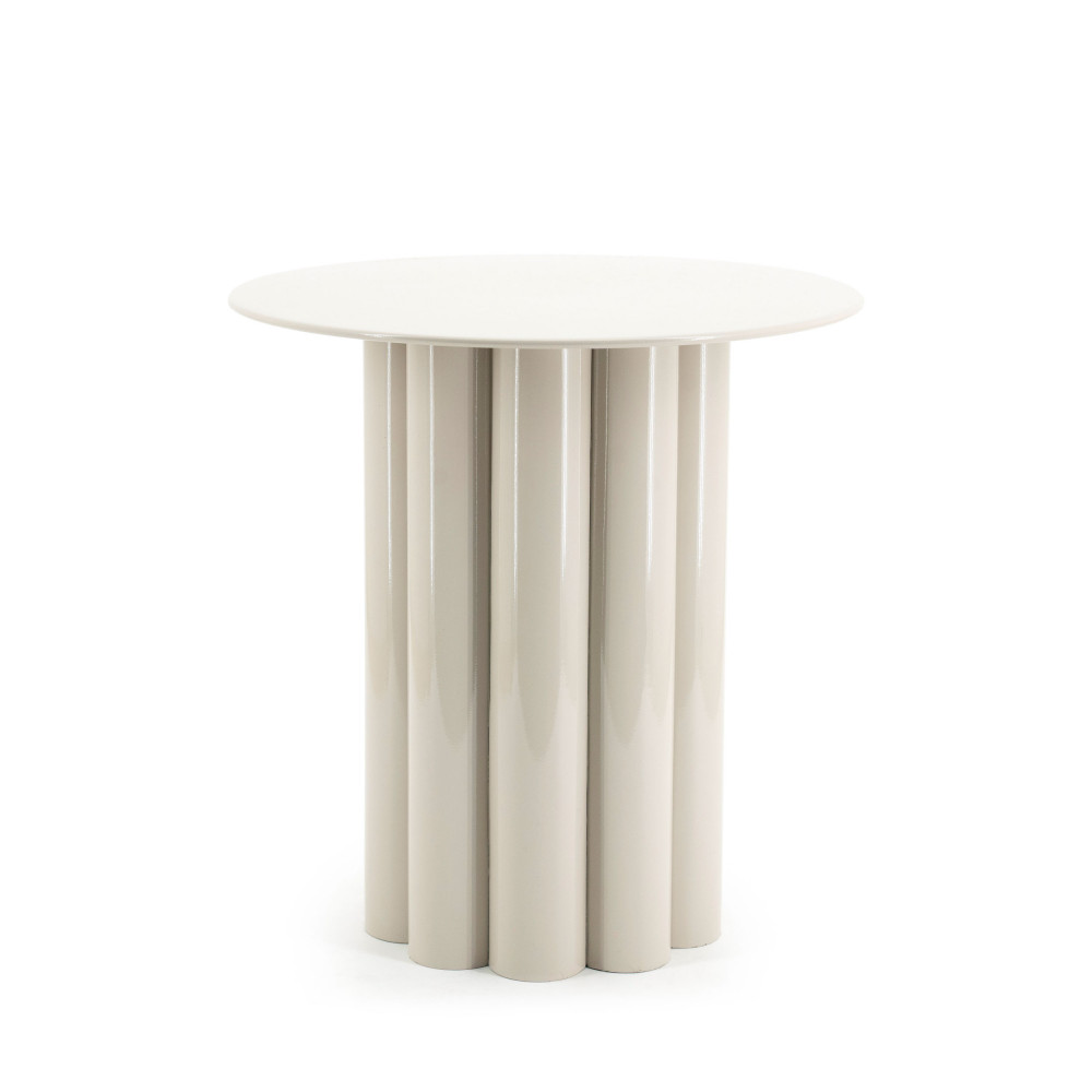 olympa - table d'appoint ronde en métal ø43cm - couleur - beige