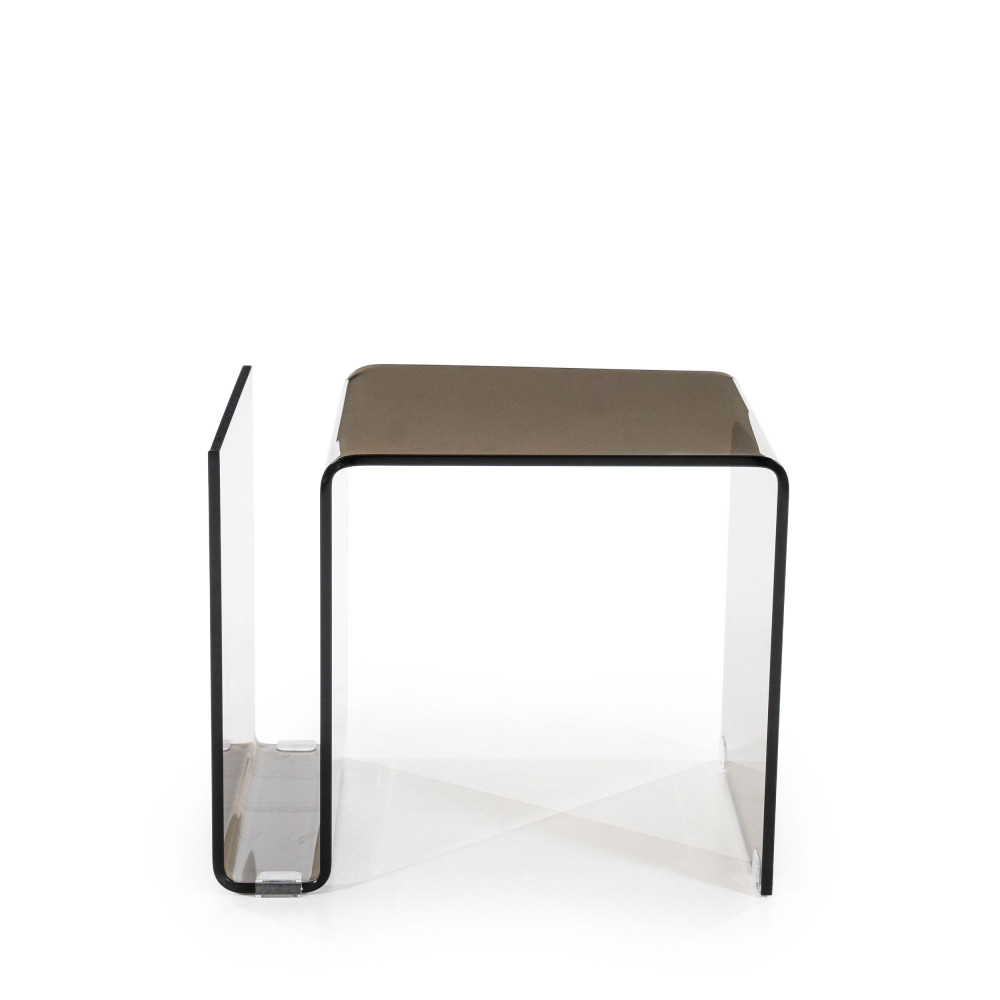 shadow - table d'appoint en verre fumé avec porte-revues - couleur - marron