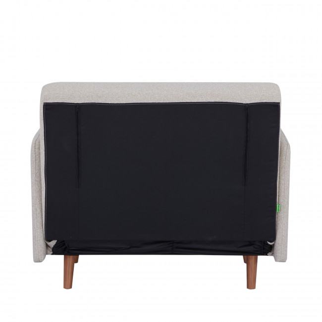 Belushi - Fauteuil convertible en tissu bouclette pieds bois clair