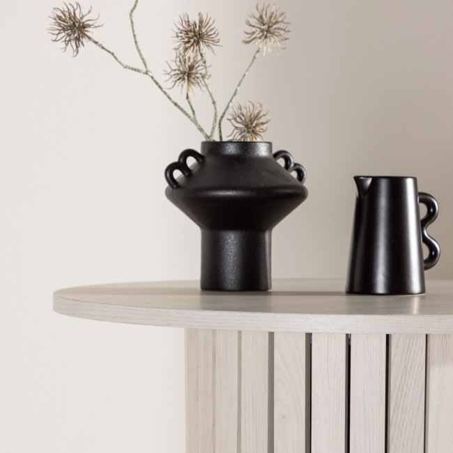 Haron - Table de bar 2 personnes ronde en bois et métal