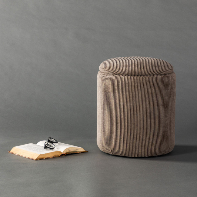 Limpen - Pouf rond en velours côtelé ø32cm
