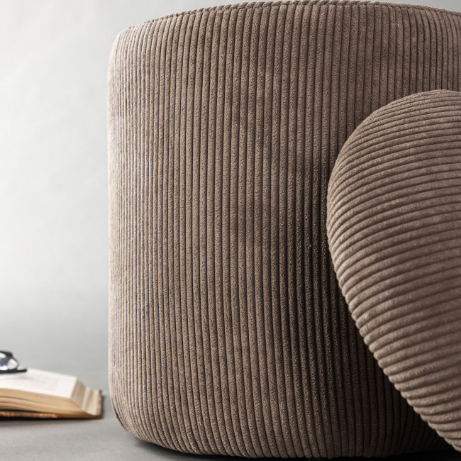 Limpen - Pouf rond en velours côtelé ø32cm