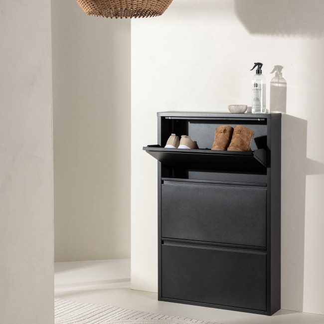 Bonito - Meuble à chaussures 3 portes en métal H103cm