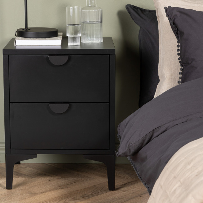 Piring - Table de chevet 2 tiroirs en métal 