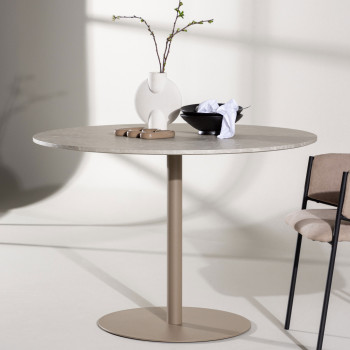 Lycke - Table à manger 4 personnes ronde en bois et métal