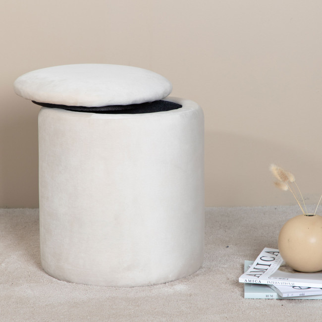 Limpen - Pouf rond en velours ø32cm