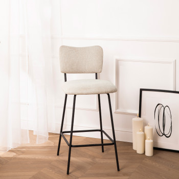 Vander - Lot de 2 chaises de bar en tissu et métal H65cm