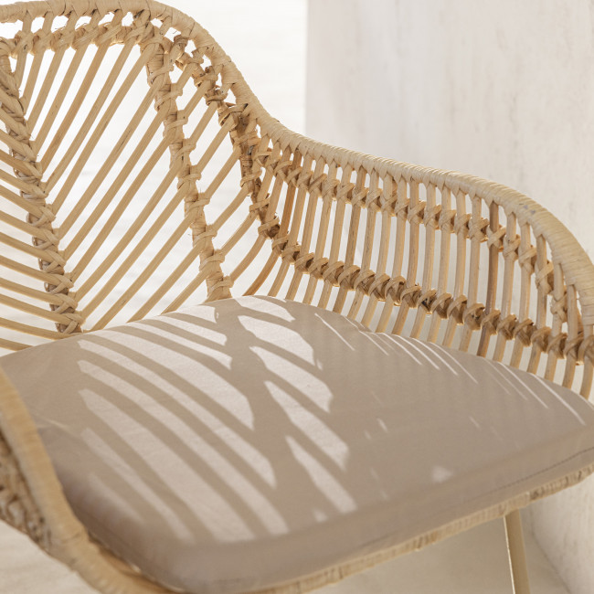 Nunuhai - Lot de 2 tabourets de bar en rotin pieds beige 68cm