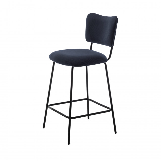 Vander - Lot de 2 chaises de bar en velours côtelé et métal