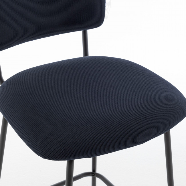 Vander - Lot de 2 chaises de bar en velours côtelé et métal