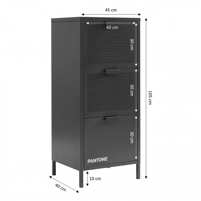Nino - Petit meuble de rangement 3 tiroirs en métal PANTONE H105cm