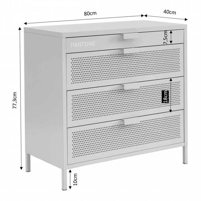 Nino - Commode 4 tiroirs en métal PANTONE L80cm