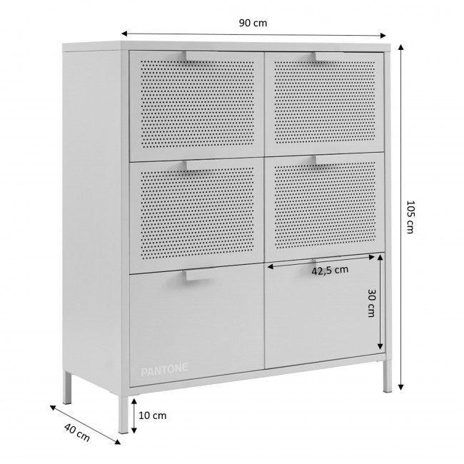 Nino - Commode 6 tiroirs en métal PANTONE L90cm
