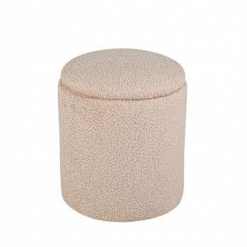 Limpen - Pouf coffre rond en tissu bouclette ø32cm
