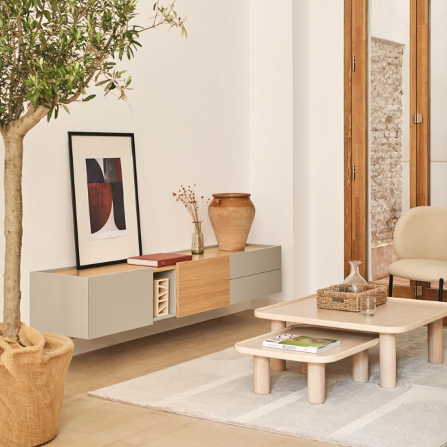 Otto - Meuble TV 2 portes, 2 tiroirs en bois L180 cm