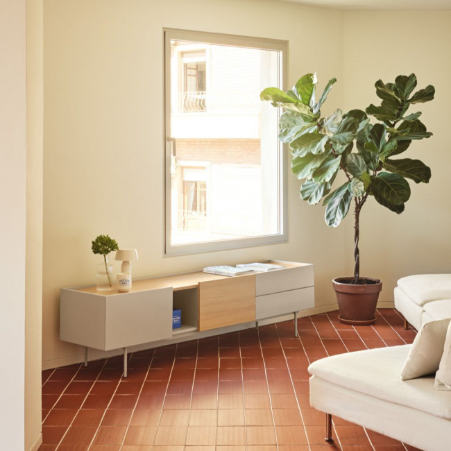 Otto - Meuble TV 2 portes, 2 tiroirs en bois L180 cm