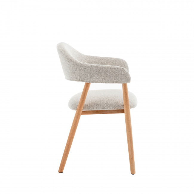 Marina - Lot de 2 fauteuils de table en tissu bouclette et bois