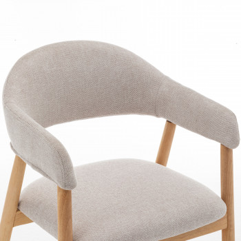 Marina - Lot de 2 fauteuils de table en tissu et bois