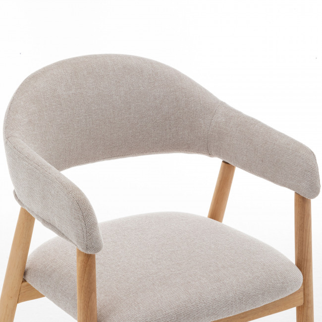 Marina - Lot de 2 fauteuils de table en tissu et bois