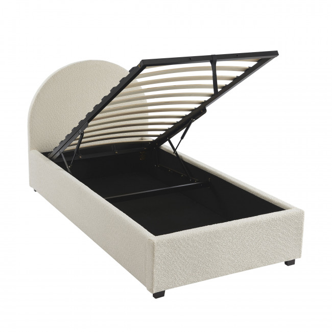 Merle - Lit coffre en tissu bouclette 90x190cm