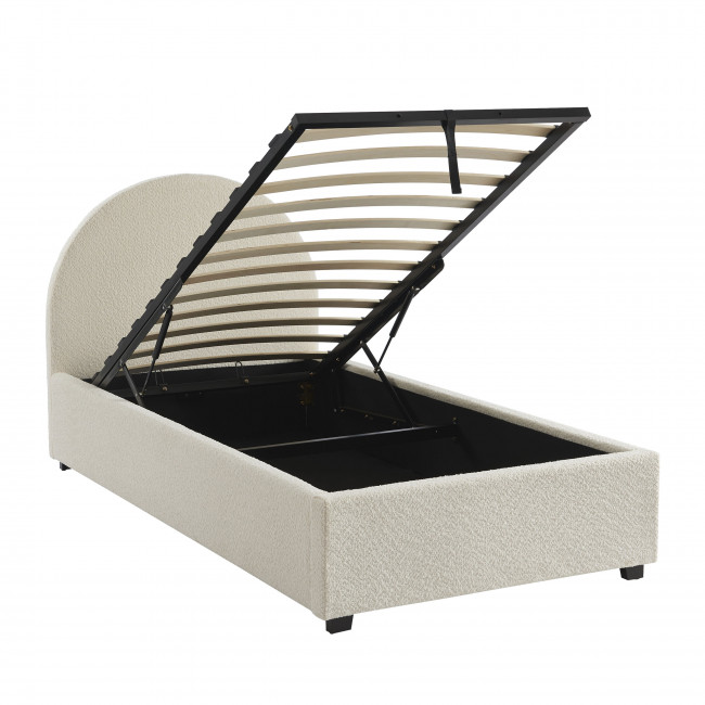 Merle - Lit coffre en tissu bouclette 90x190cm