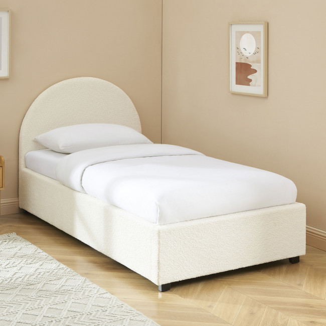 Merle - Lit coffre en tissu bouclette 90x190cm