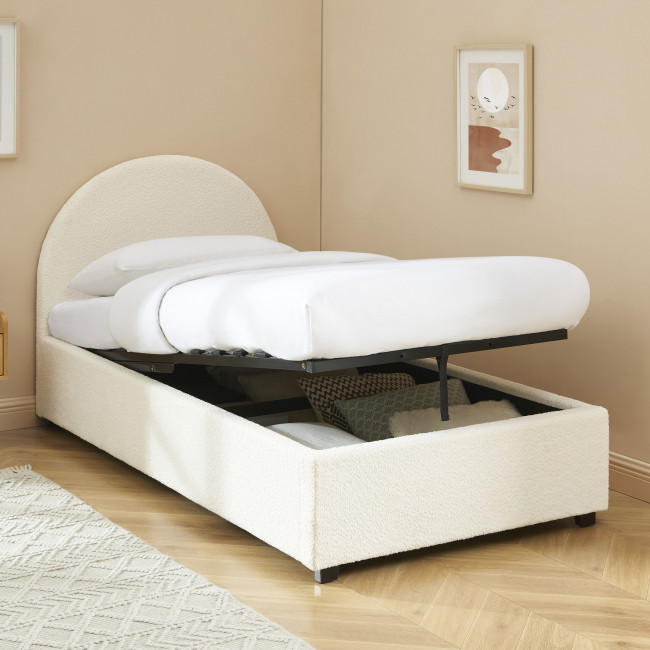 Merle - Lit coffre en tissu bouclette 90x190cm