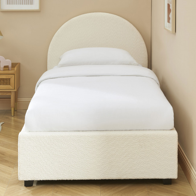 Merle - Lit coffre en tissu bouclette 90x190cm