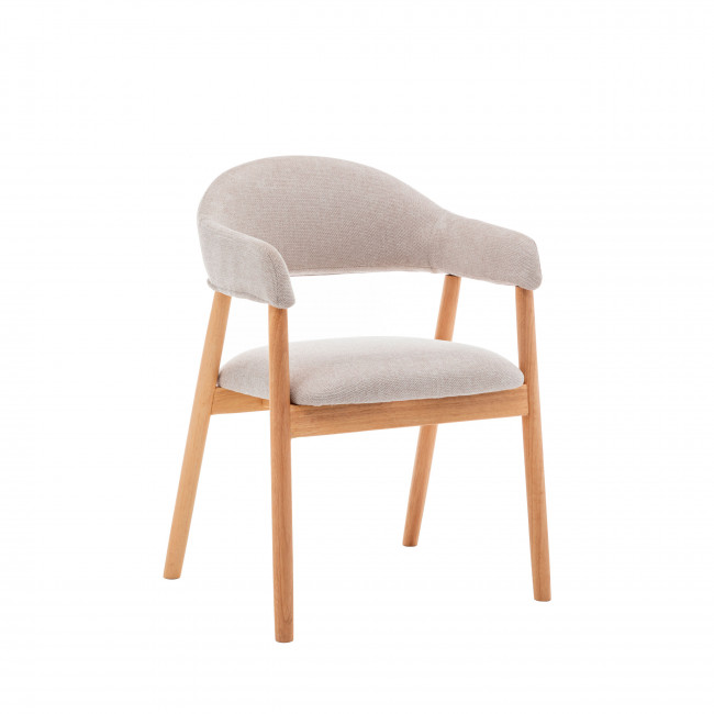 Marina - Lot de 2 fauteuils de table en tissu et bois