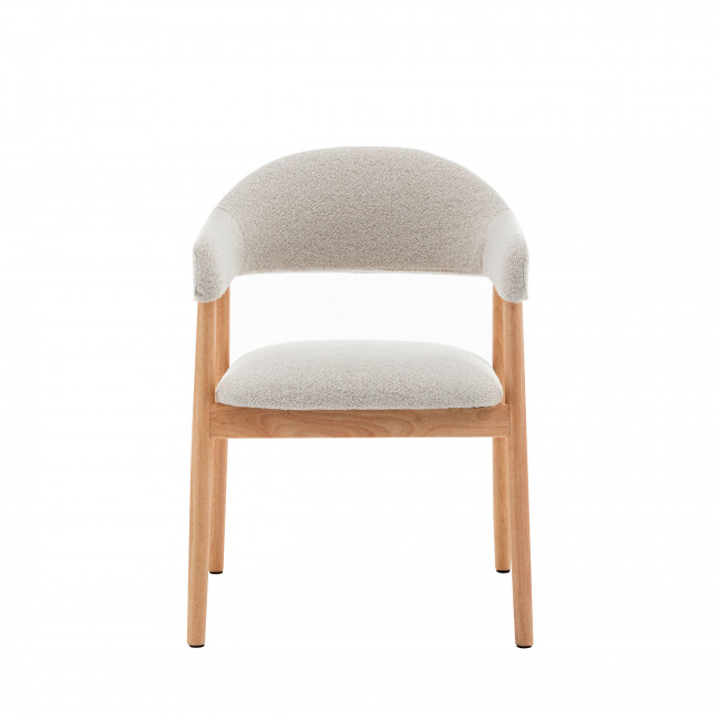 Marina - Lot de 2 fauteuils de table en tissu bouclette et bois