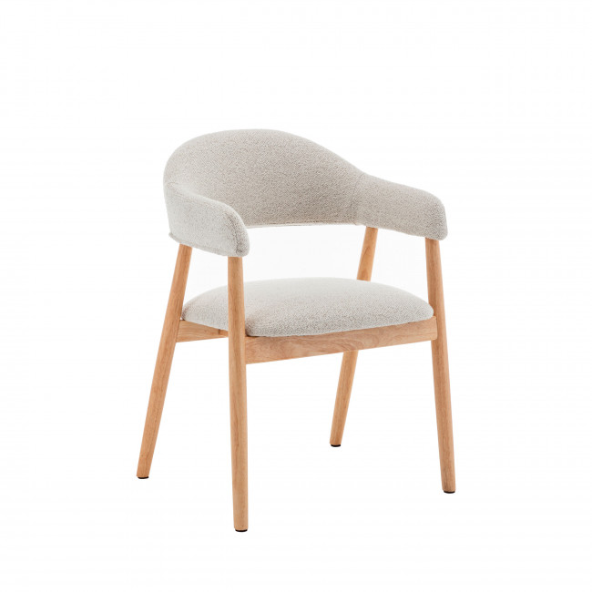 Marina - Lot de 2 fauteuils de table en tissu bouclette et bois