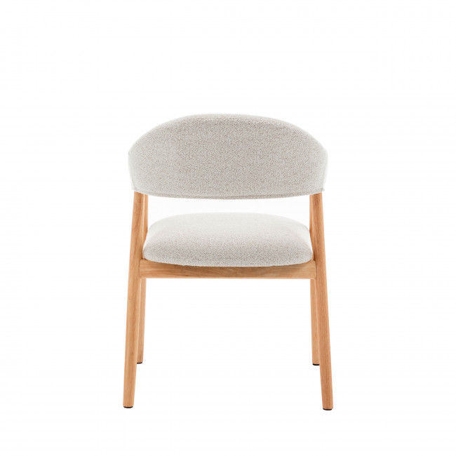 Marina - Lot de 2 fauteuils de table en tissu bouclette et bois