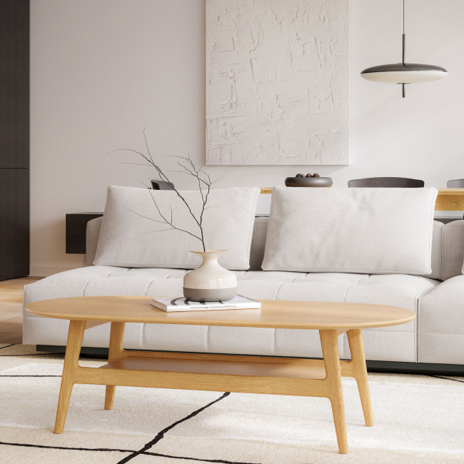 Curved - Table basse ovale en bois 130x60cm