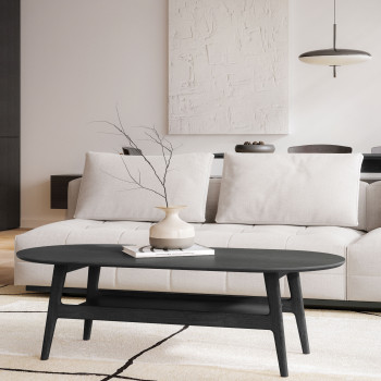 Curved - Table basse ovale en bois 130x60cm