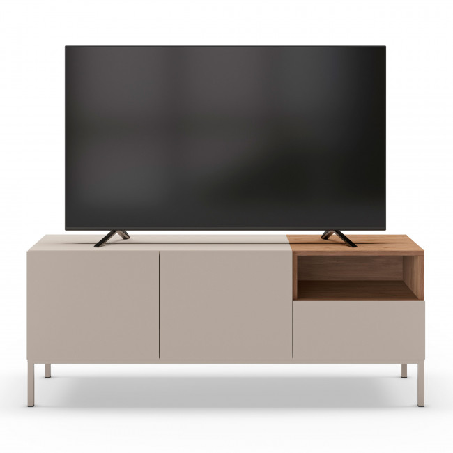 Quenor - Meuble TV 2 portes 1 tiroir en bois et métal L140cm