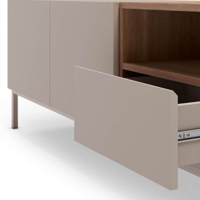 Quenor - Meuble TV 2 portes 1 tiroir en bois et métal L140cm