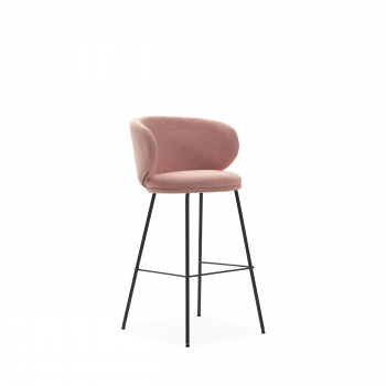 Havel - Lot de 2 tabourets de bar en tissu et métal H65cm